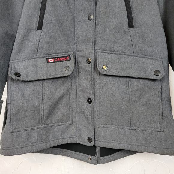 Canada Weather Gear Women's Jacket L Gray Faux Fur Hooded Softshell Anorak Zip - Picture 7 of 16